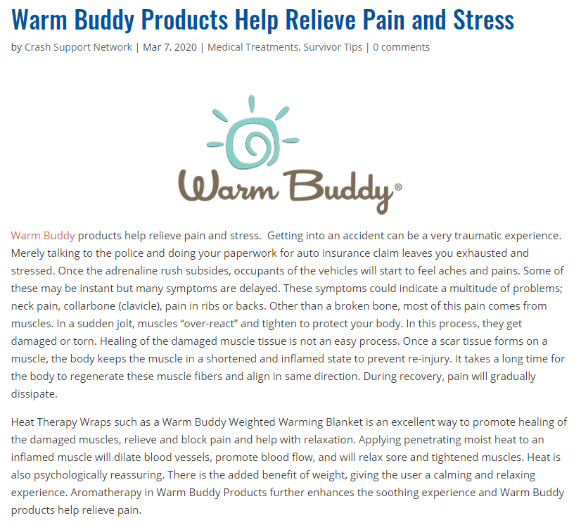 Warm Buddy Products Help Relieve Pain and Stress Warm Buddy Company