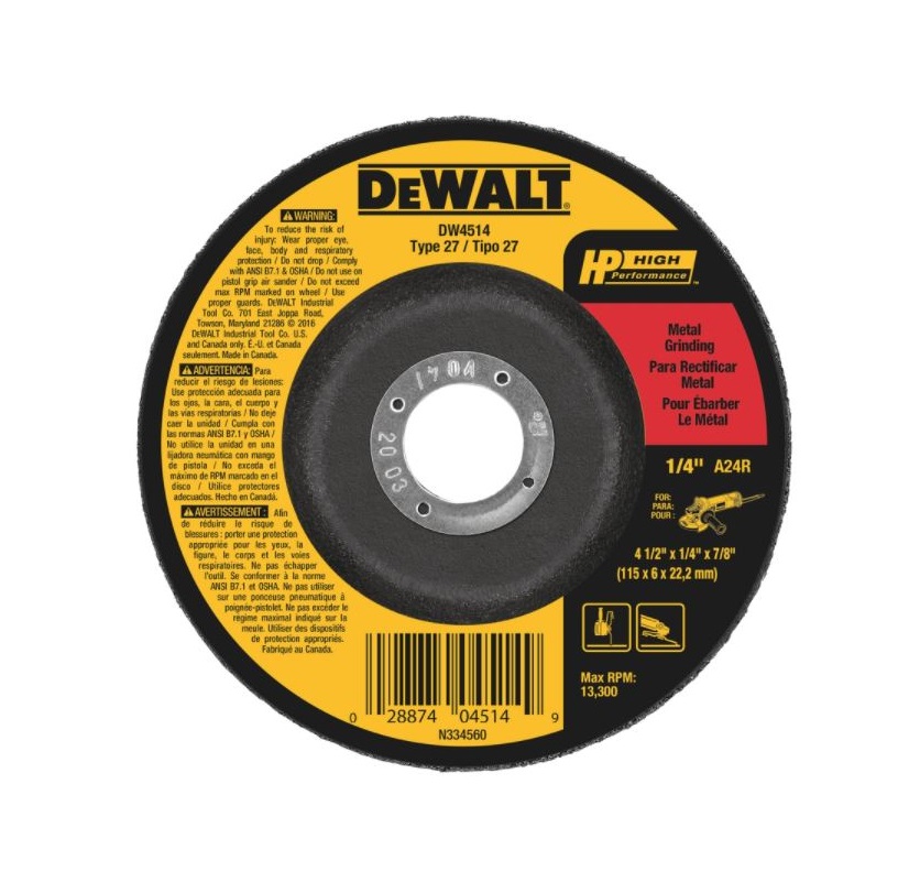 DeWalt High Performance 4.5 in. D X 1/4 in. thick T X 7/8 in. S