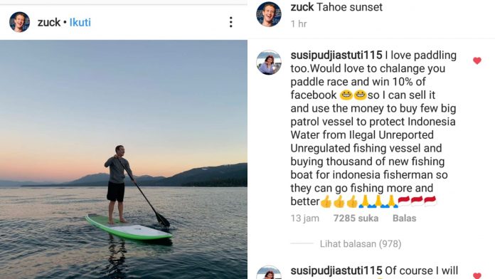 Waduh!! Menteri Susi Tantang Bos Facebook Lomba Dayung Berhadiah Saham