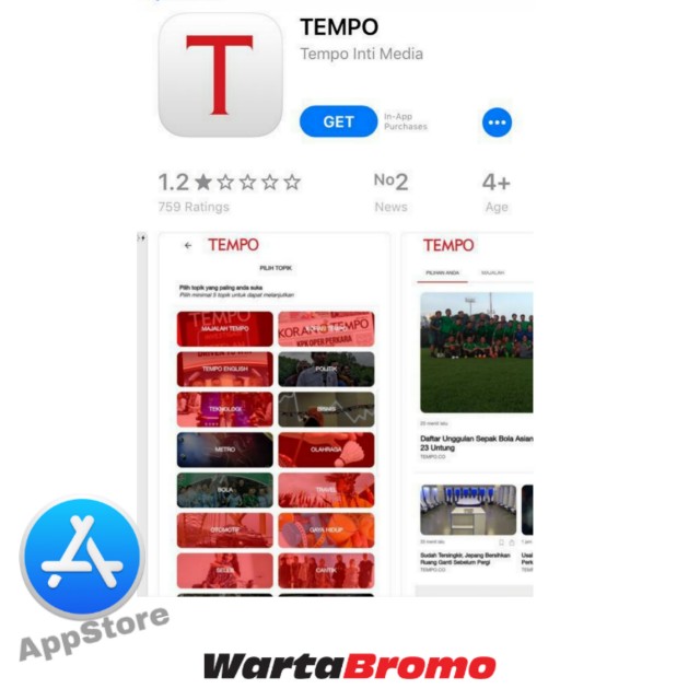 Rating Aplikasi Tempo di Playstore dan Appstrore Merosot