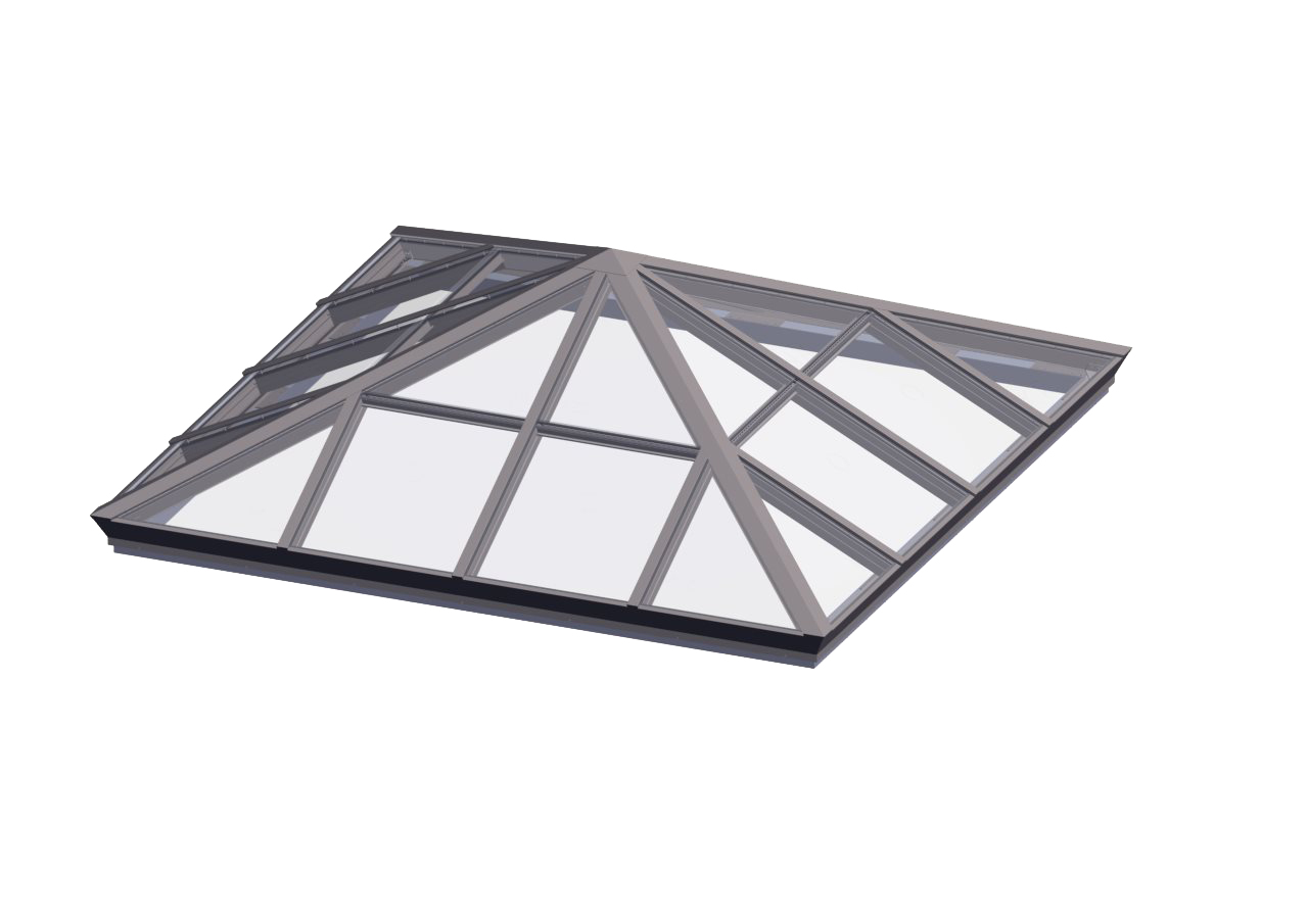 Glass Glazed Pyramid Skylight Flat Roof Glass Skylights