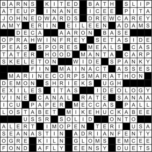 October 2019 Crossword Answer Key Washingtonian (DC)