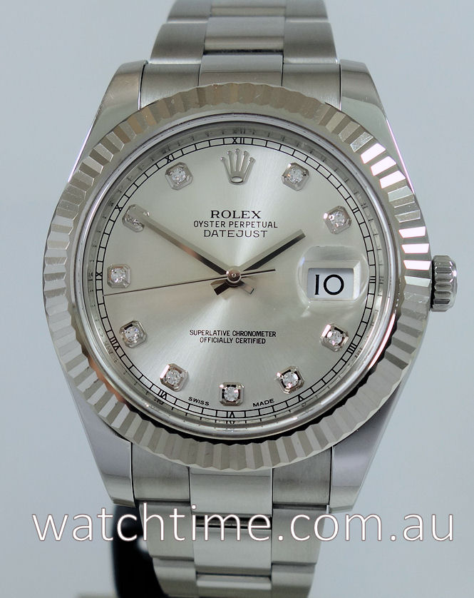 Rolex Datejust Ii 41mm Diamond Dial White Gold Bezel 116334 Watchtime Com Au