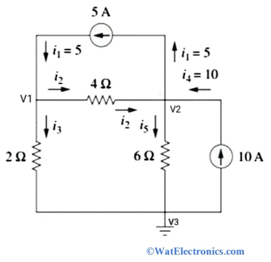 Nodal Analysis with Voltage Source & Current Source