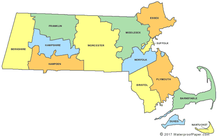 Printable Massachusetts Maps | State Outline, County, Cities