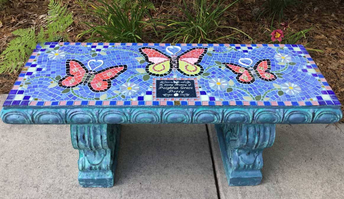 Mosaic Memorial Garden Benches Water's End Studio