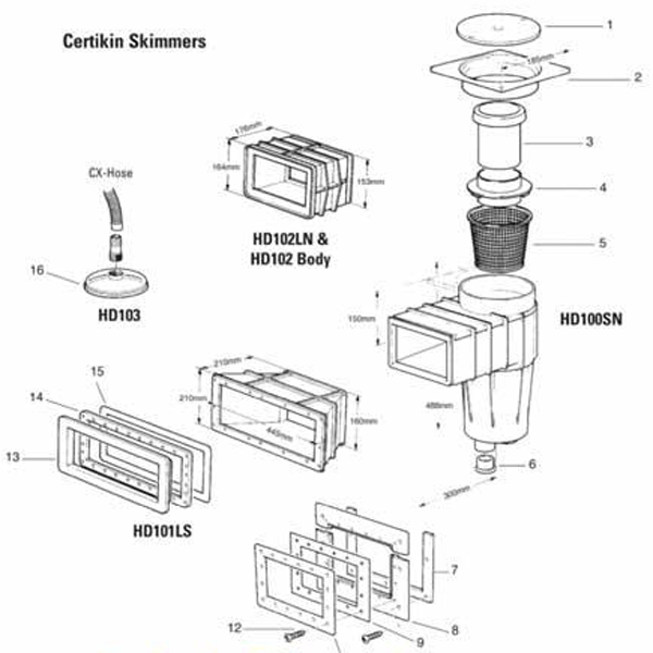 Certikin Wide Angled Skimmer Concrete Pool, Certikin ABS