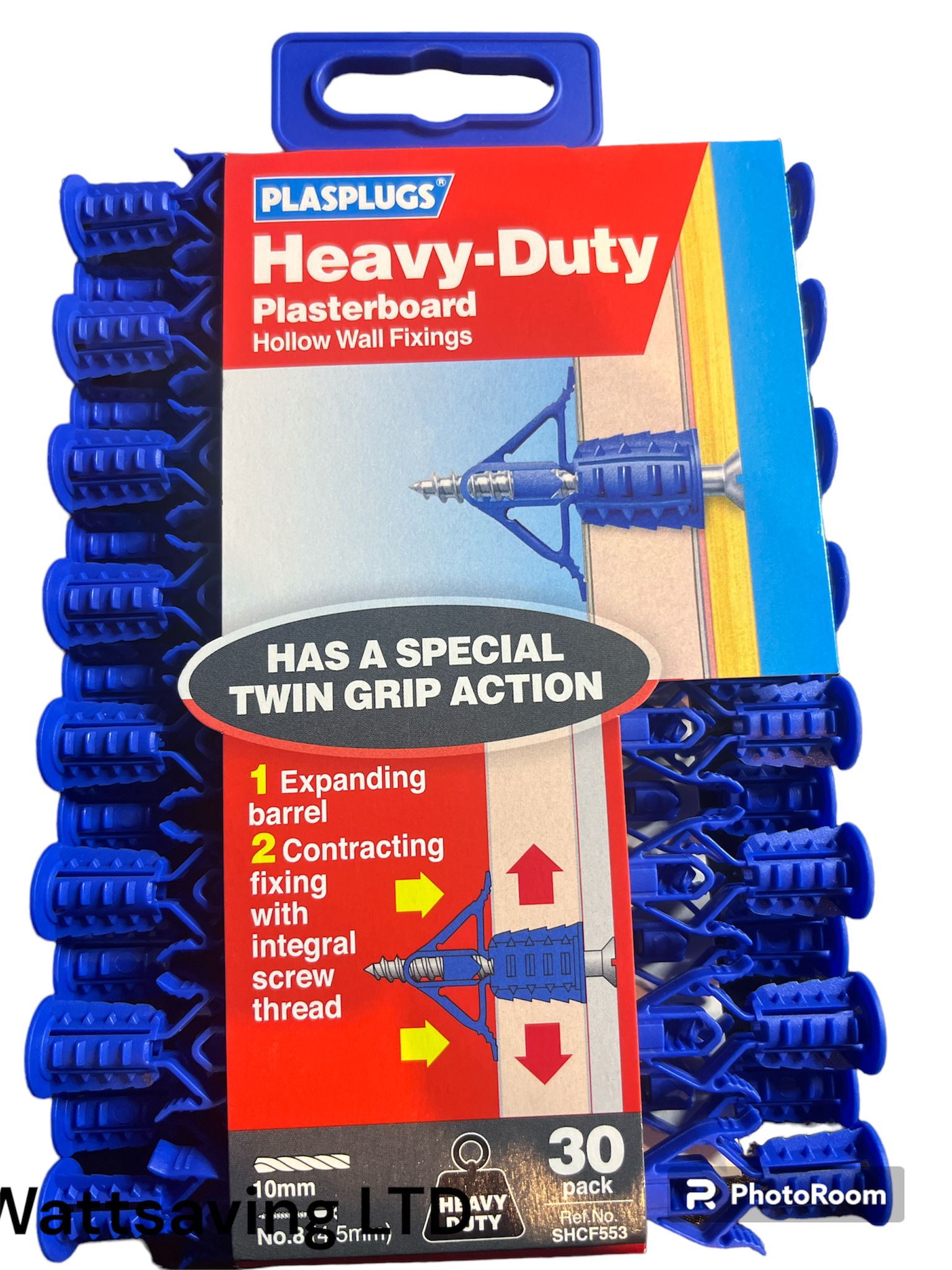 PLASPLUGS HEAVY DUTY PLASTERBOARD FIXINGS 10MM X 36MM 30 PACK Wattsaving