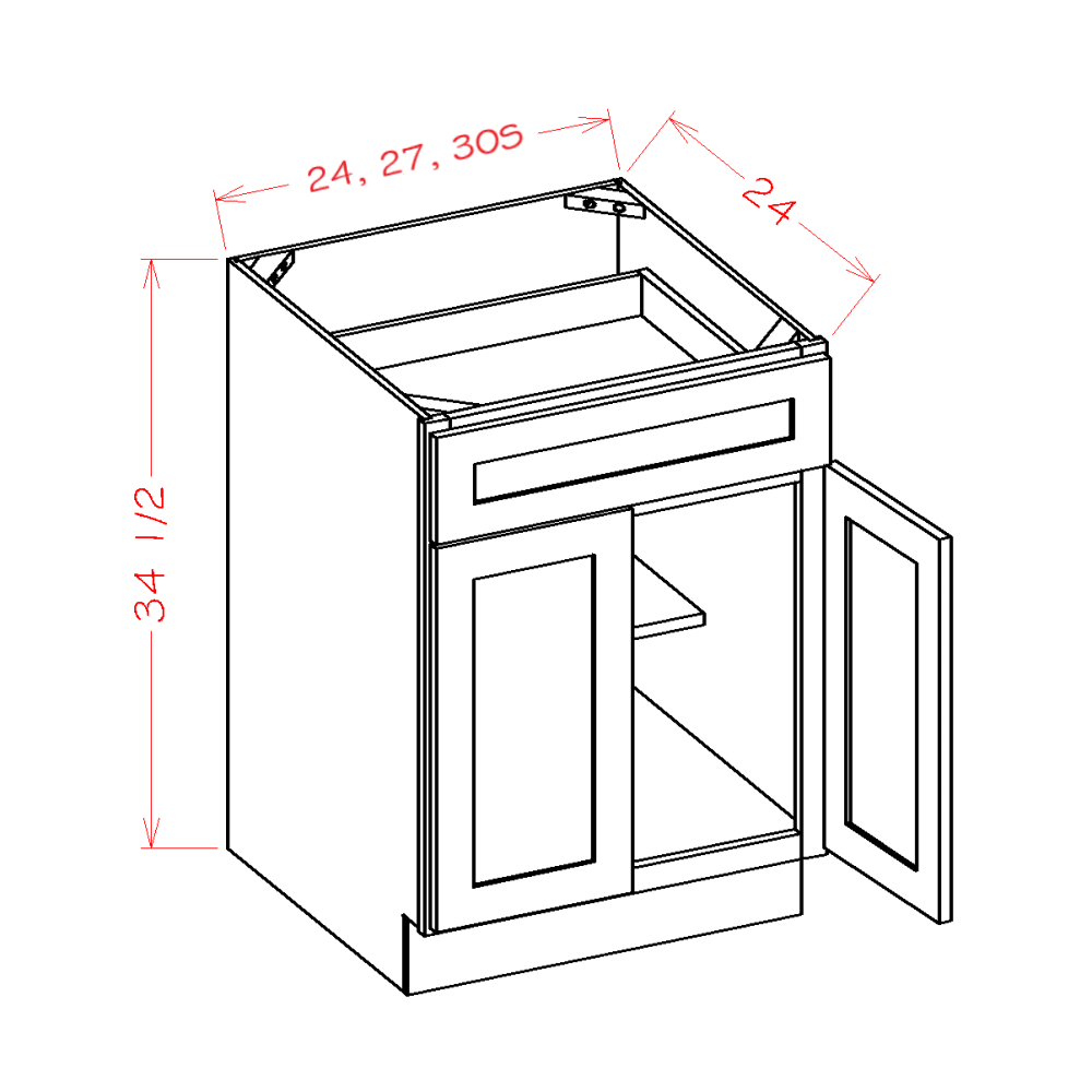 US Depot Oxford Toffee Double Door Single Drawer Base