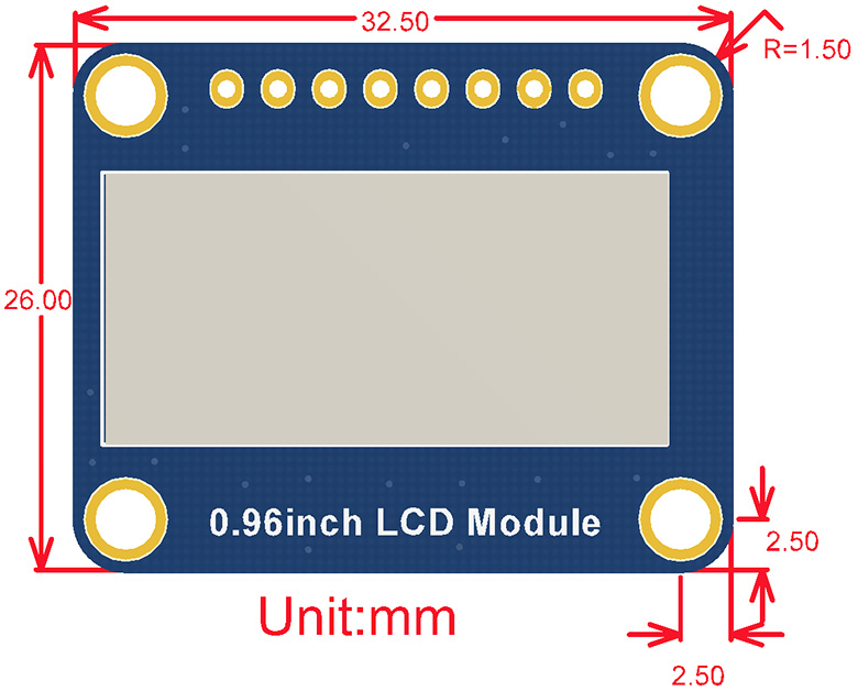 General 0.96inch LCD Display Module IPS Screen 160x8 HD Resolution SPI