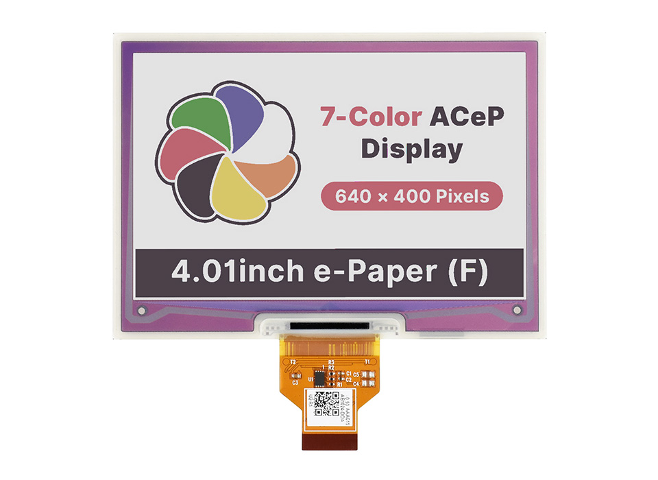 4.01inch Colorful EPaper EInk Raw Display, 640×400 Pixels, ACeP 7
