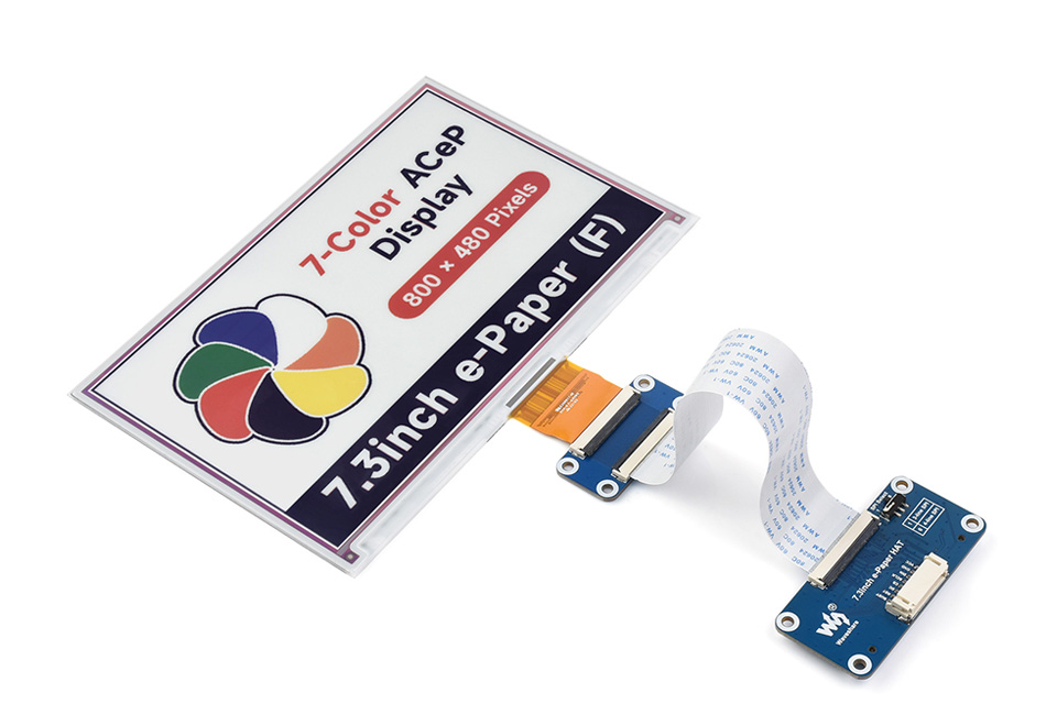 7.3inch ACeP 7Color EPaper EInk Display Module, 800×480 Pixels, SPI Communication 7.3inch e