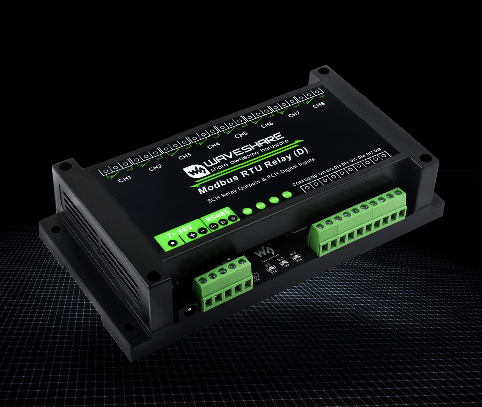Industrial Modbus RTU 8ch Relay Module (D) With Digital Input and
