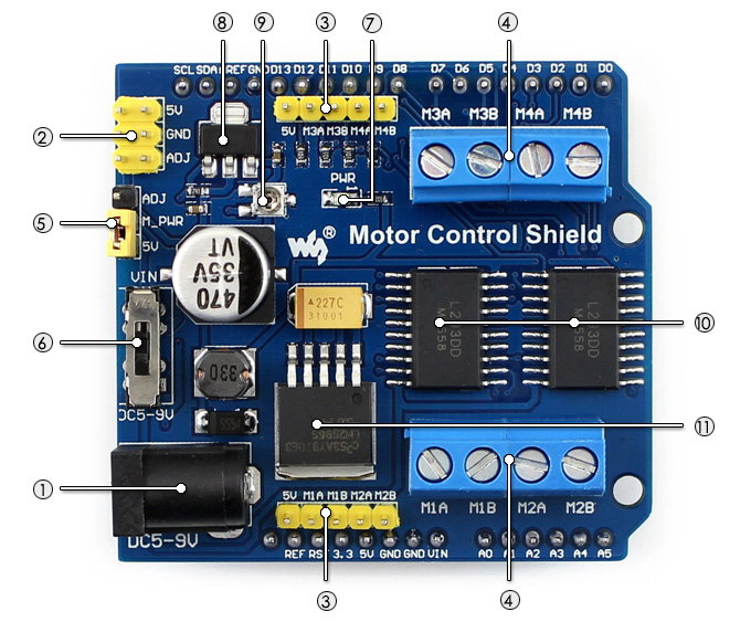 Motor Control Shield Motor Control Shield, drives DC Motors & Stepping