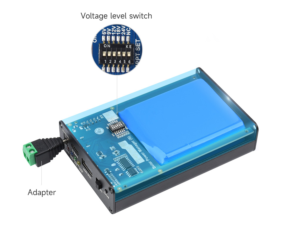 Solar Power Bank Module, 10000mAh LiPo Battery, Supports 6V24V Solar