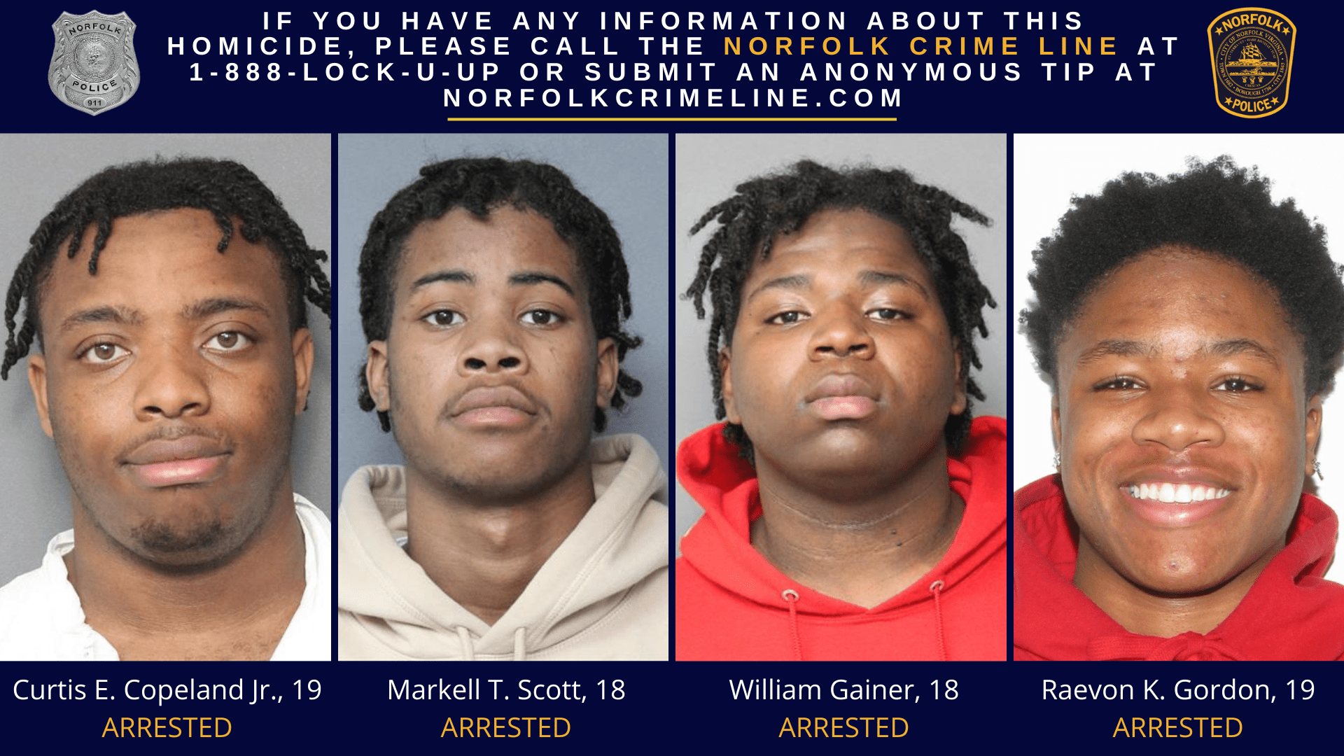 Police 4 men arrested in connection with fatal shooting on Wiley Drive in Norfolk