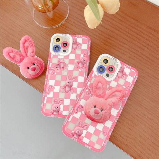 Pink Rabbit iPhone Case with Holder Waw Cases