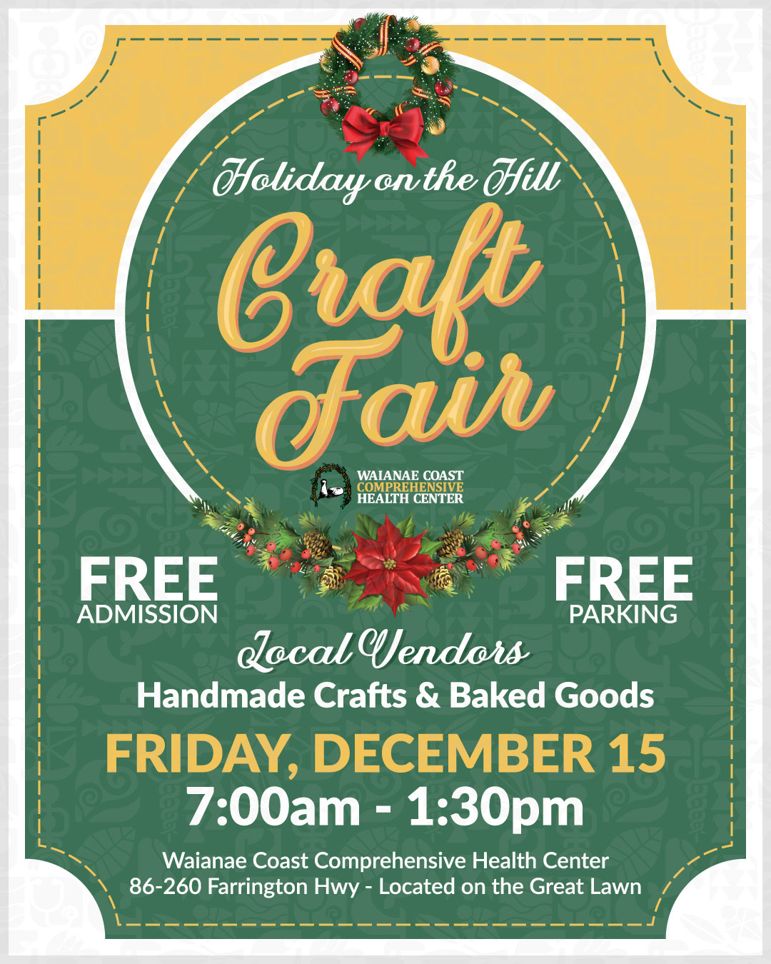 WCCHC 12/15 Holiday on the Hill Craft Fair at WCCHC