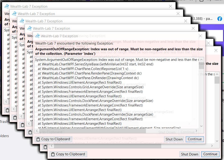Exceptionsthrownwhilechartstreaming WealthLab