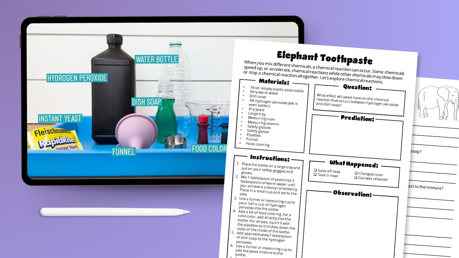 Elephant Toothpaste Experiment HowTo Plus Free Worksheet