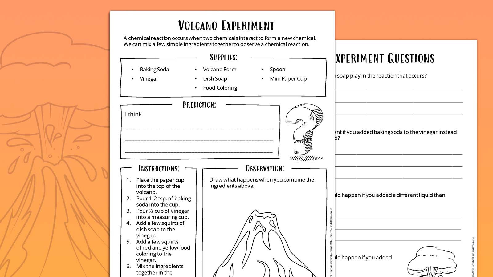How To Make a Baking Soda Volcano With Free Observation Sheet
