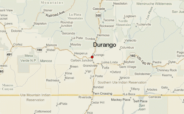 Map Of Durango Colorado Area Guide Urbain de Durango, Colorado