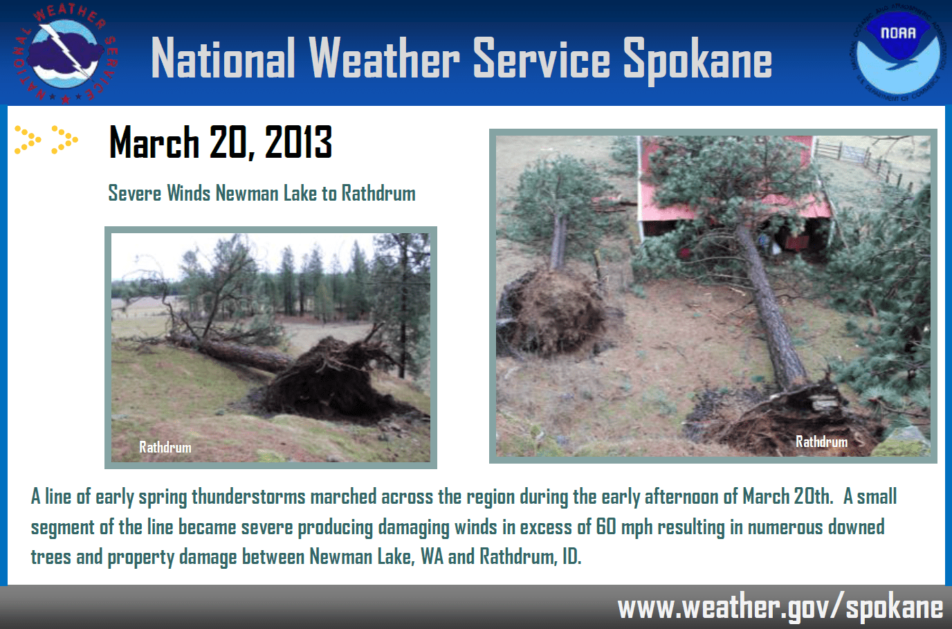 Severe Winds Newman Lake to Rathdrum March 20, 2013
