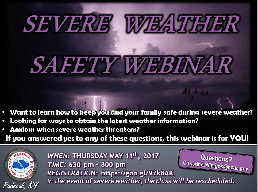 NWS Paducah offers a Severe Weather Safety inar on May 11