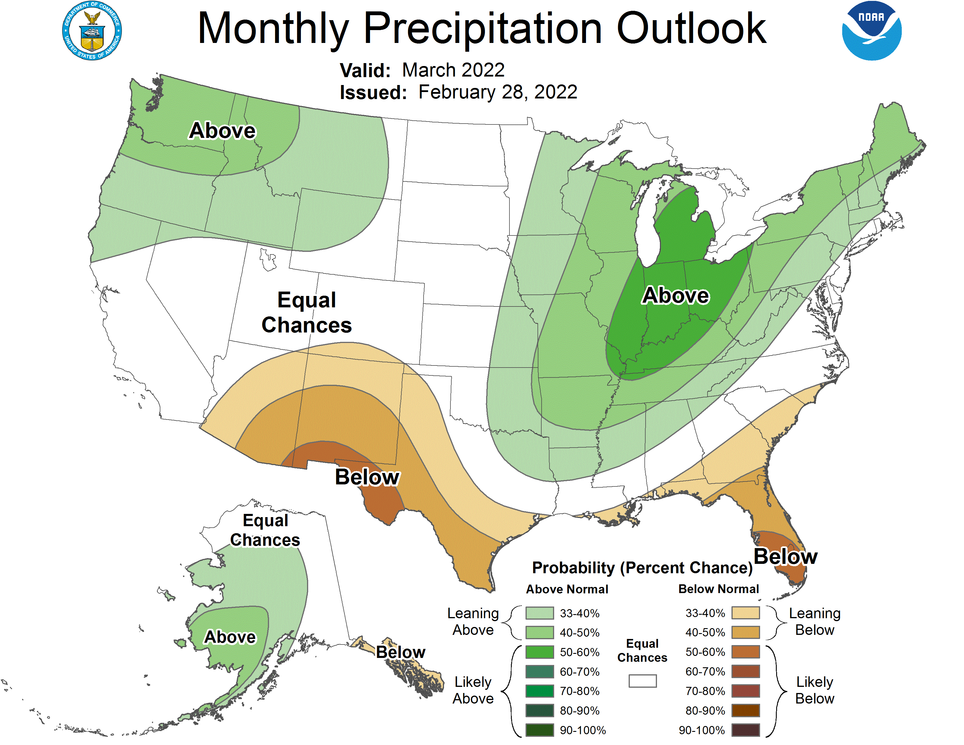 March 2022 Temperature and Precipitation Outlooks