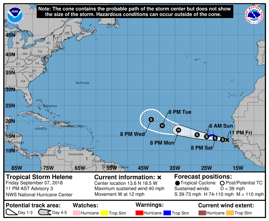 Tropical Storm Helene Forms