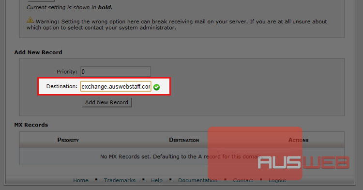 Change your MX records / email provider via cPanel Web24
