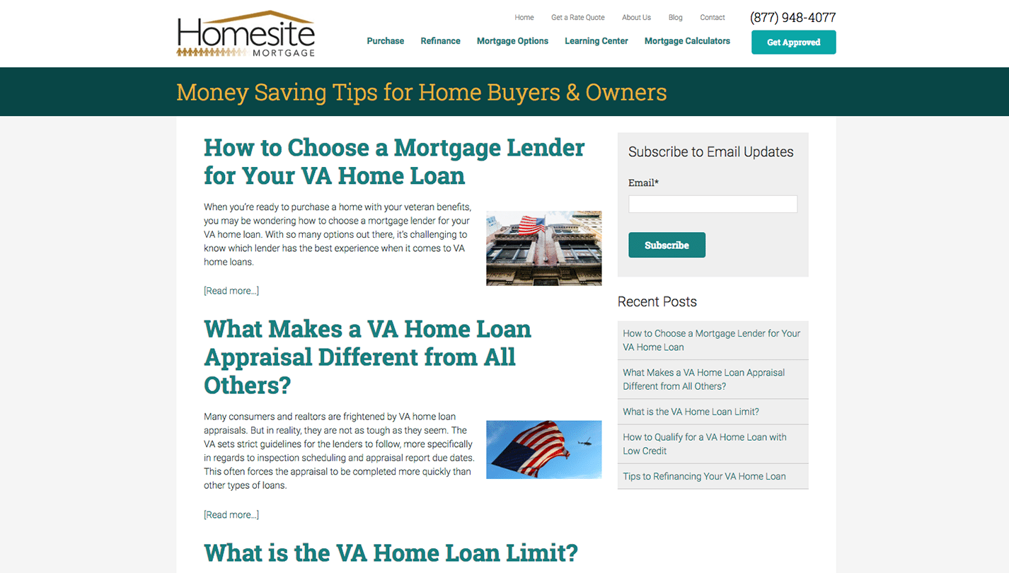 Mortgage Lender Website Design Homesite Mortgage