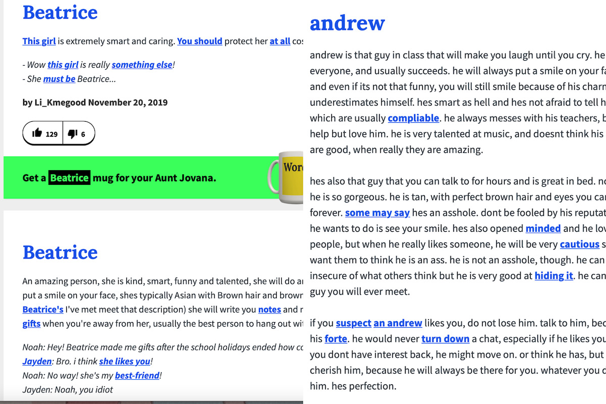 Cercare la descrizione del proprio nome su Urban Dictionary!