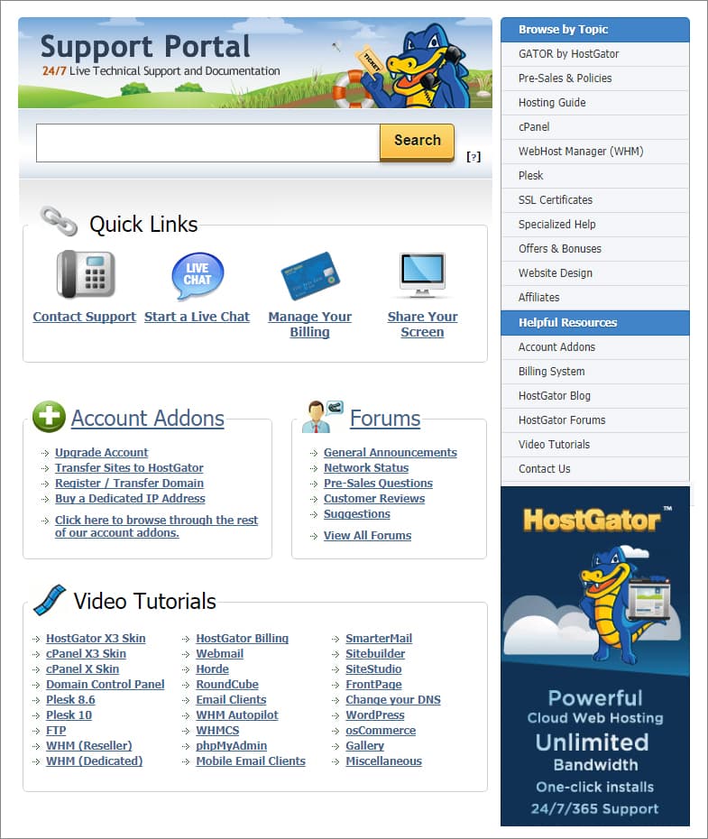 HostGator Peer Support Forums Contact Us