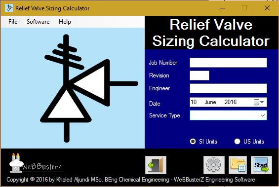 Pressure relief valve sizing calculator by Webbusterz engineering