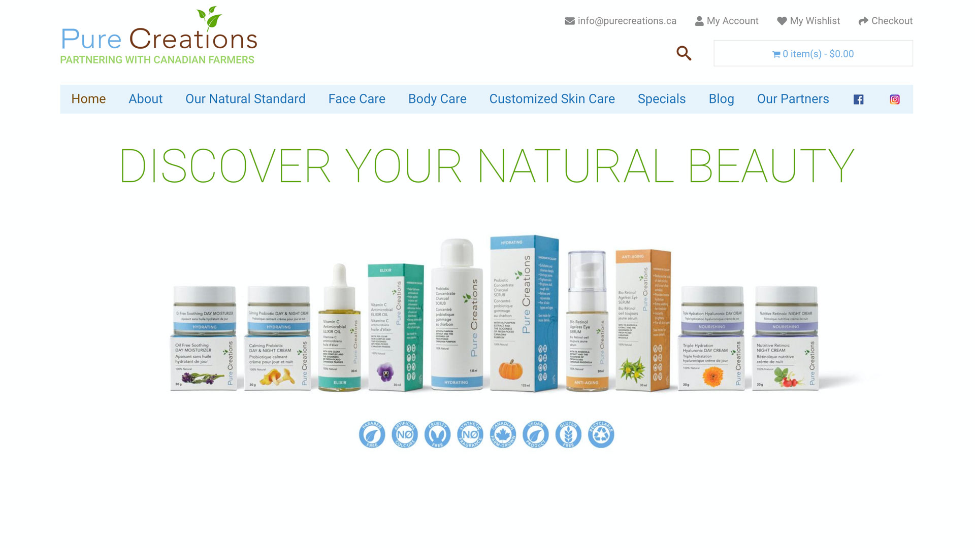 New Online Store For Canadian Skin Care Products Company Pure