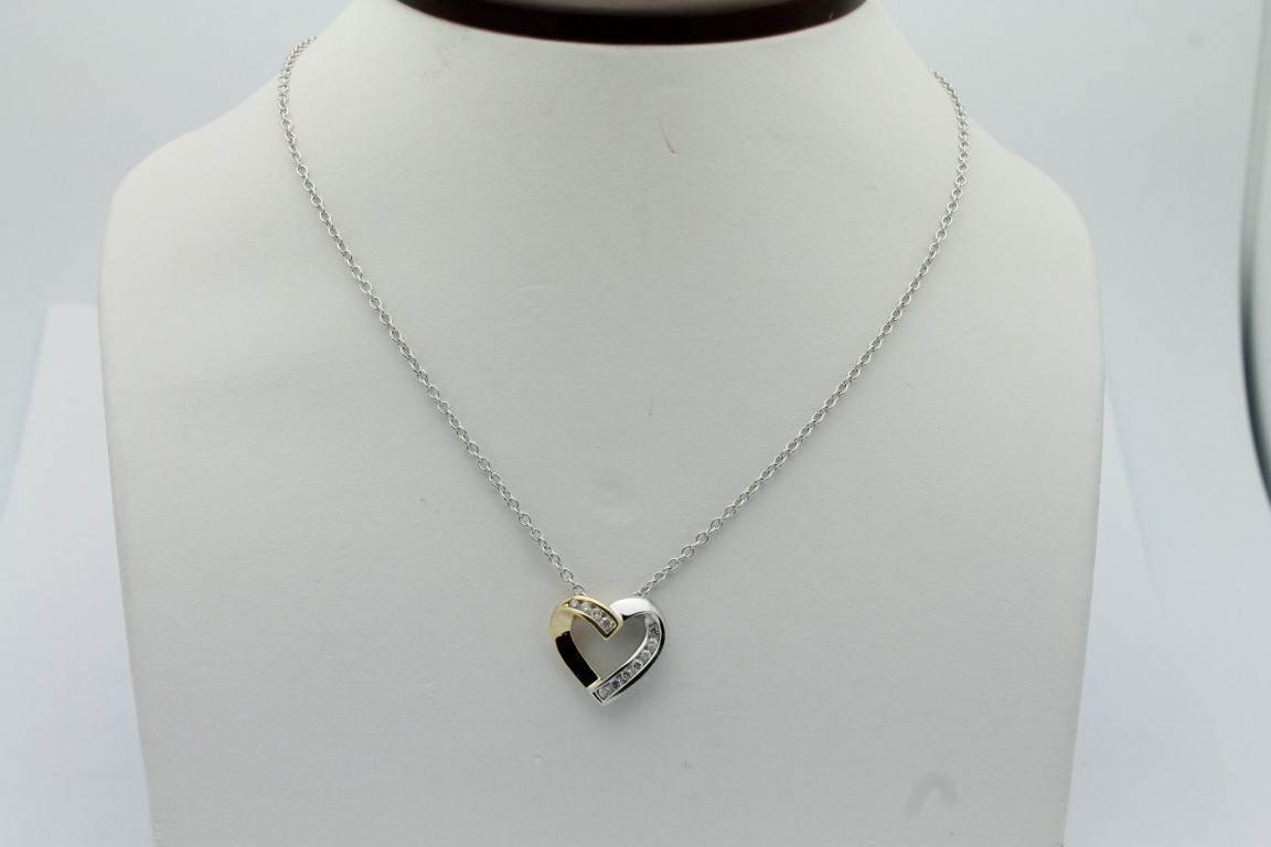 14k White Gold WG 16 Inch Rope Chain Necklace w Diamond Heart Charm 5