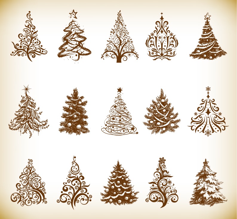 Christmas Tree Vector Graphics Set Free Vector Graphics All Free