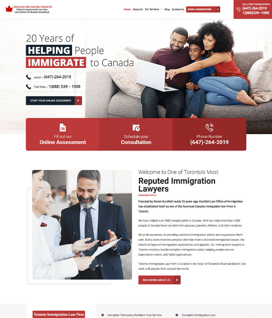 Toronto Immigration Law Website Design