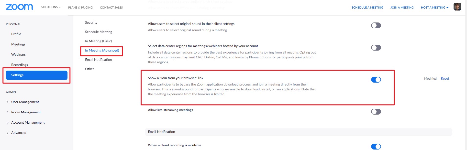 Zoom using in a web browser Parish Clerking
