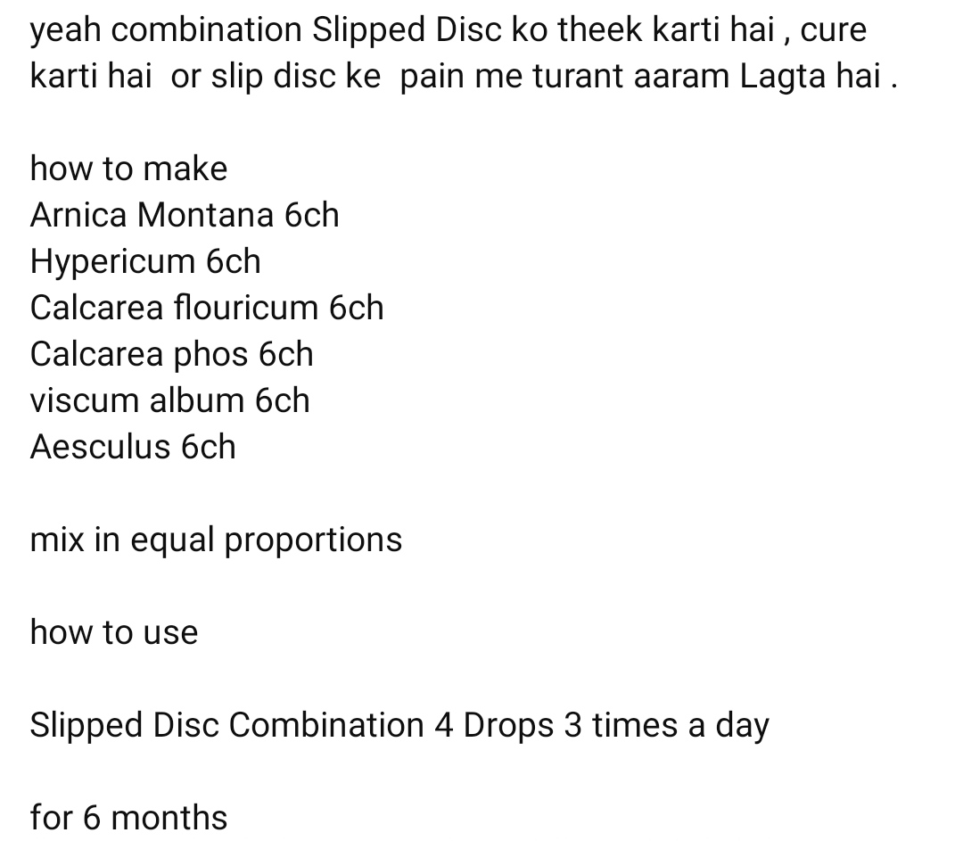 Slip disc treatment in homeopathy best combination