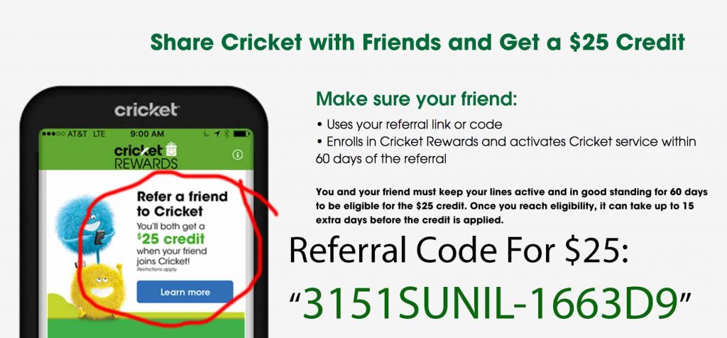Cricket Wireless Coupon Code Get 25 free credits on Cricket Wireless!