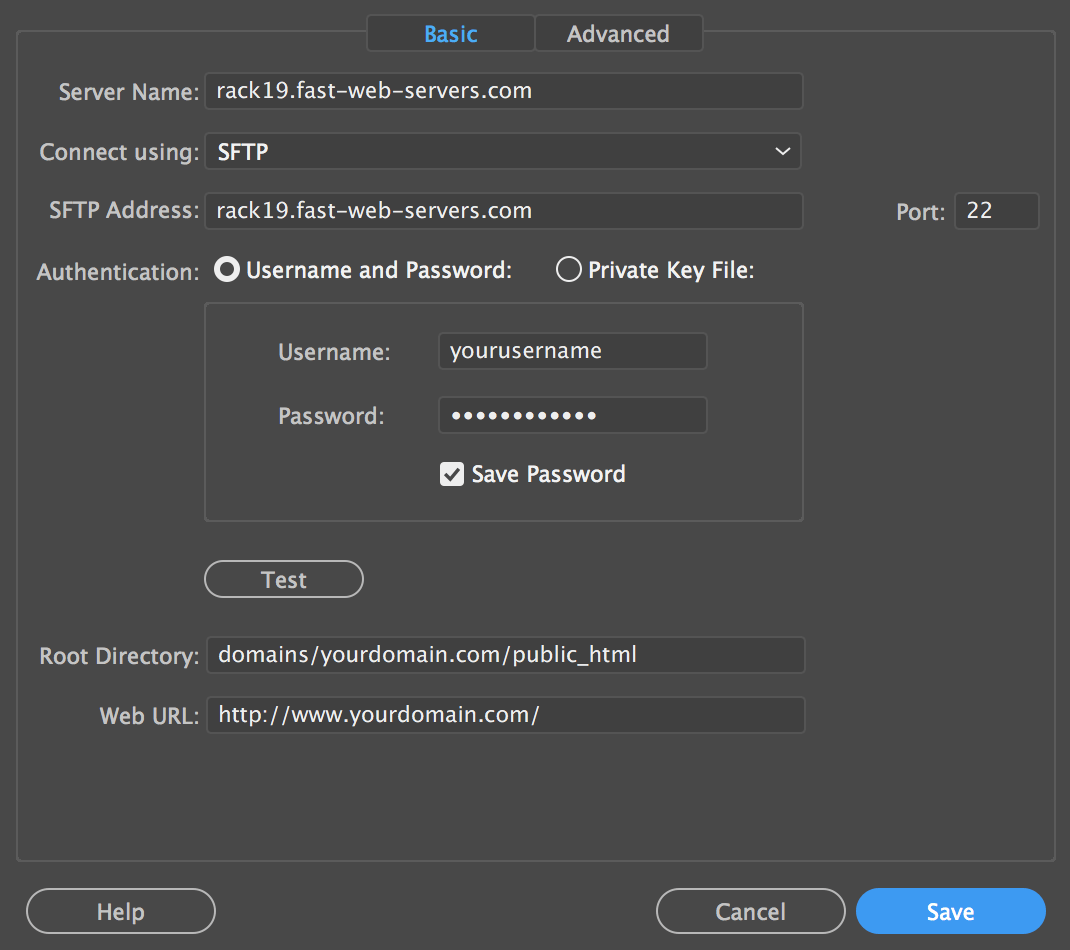 Dreamweaver FTP Settings Knowledgebase