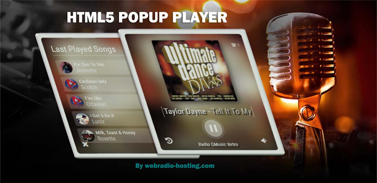 HTML5 Radio Popup Player Webradio Hosting