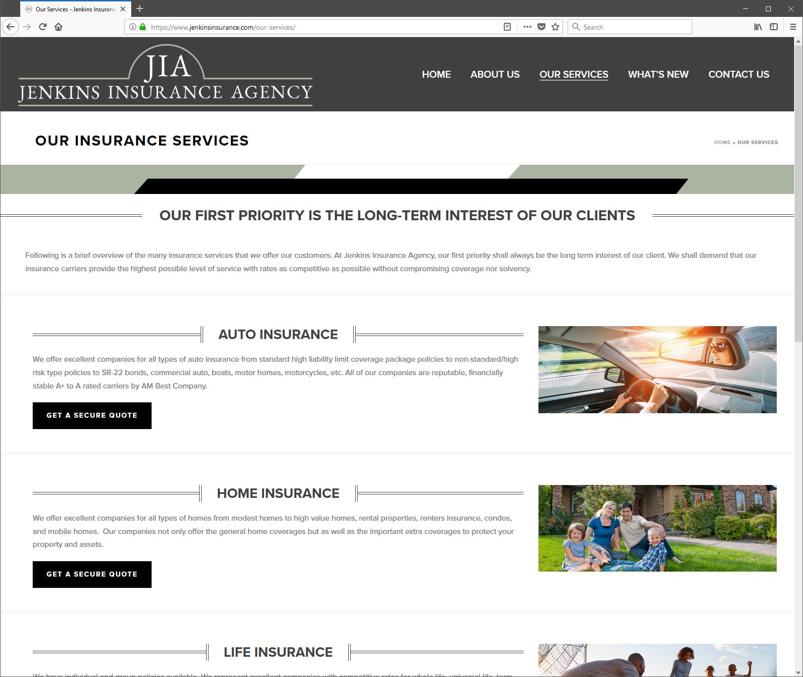 Responsive site Design for Jenkins Insurance Agency, Akron, Ohio
