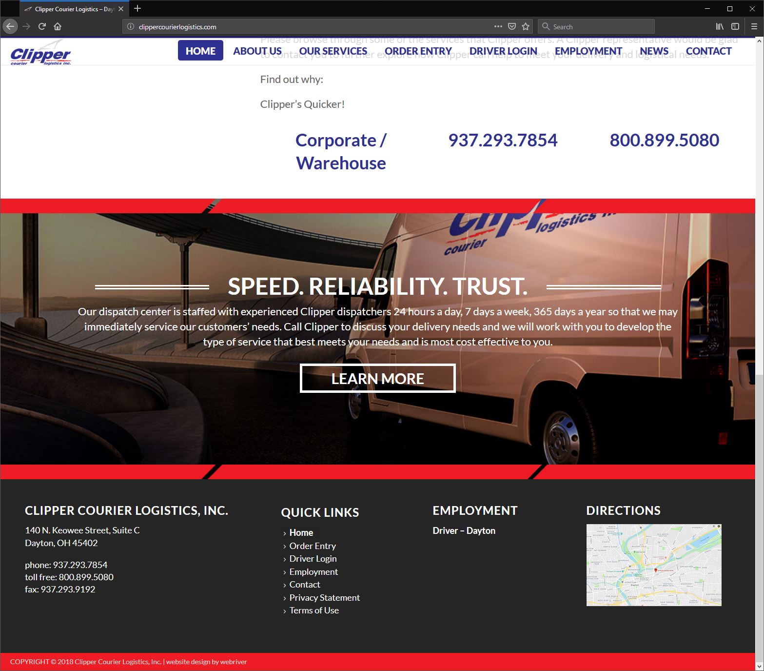Custom Responsive Web Design for Clipper Courier Logistics WebRiver