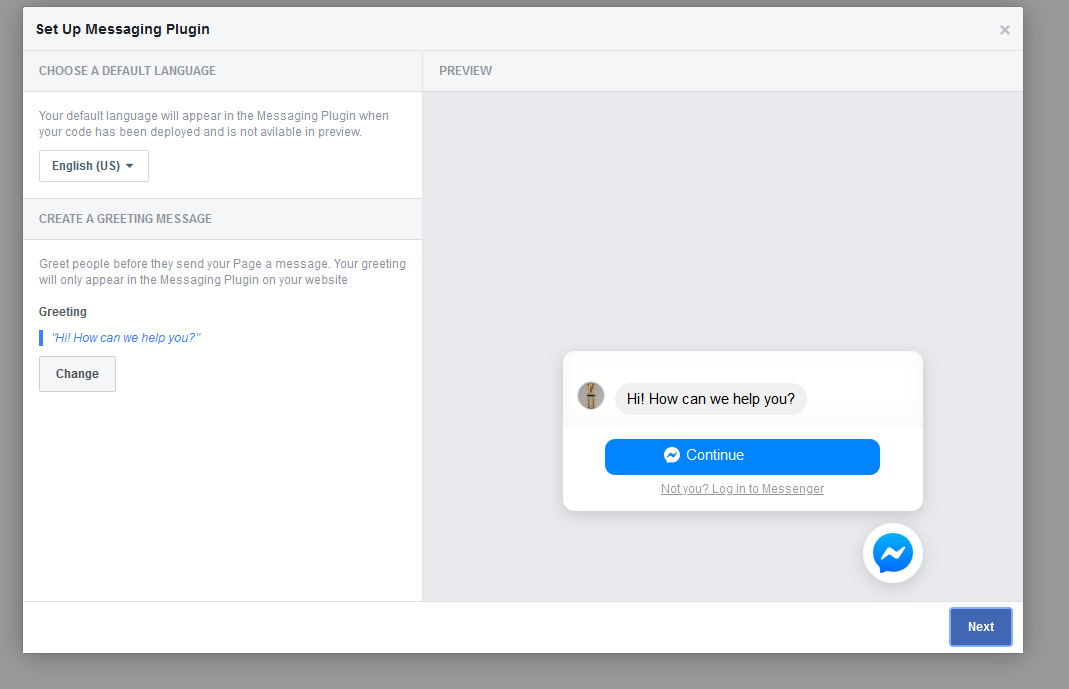 Configure chat via Facebook Messenger in WordPress