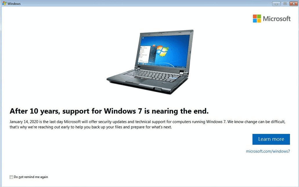 Microsoft Won’t Support Windows 7 After January 14, 2020 Web Safety Tips