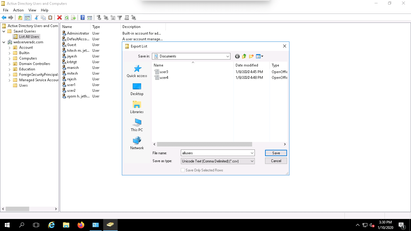 Export User from Active Directory Powershell and ADUC FREE