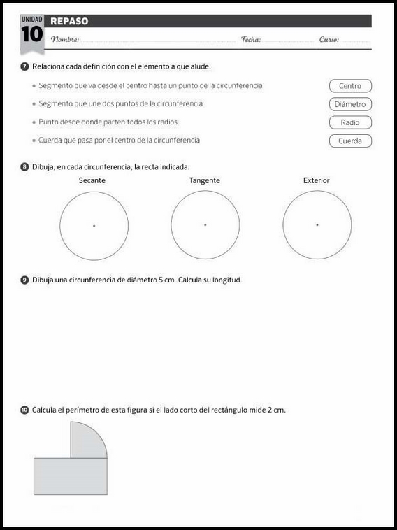Maths Review Worksheets for 10YearOlds. In Spanish